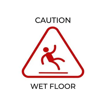 Caution wet floor and warning sign isolated on white background. Isolated vec Stock Illustration