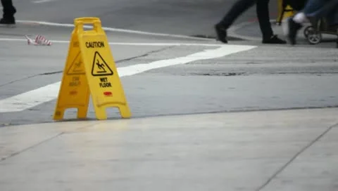 Caution Wet Floor Stock Footage 11360819
