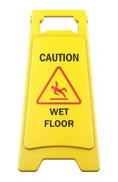 Caution Wet Floor Sign, 3D rendering Stock Illustration