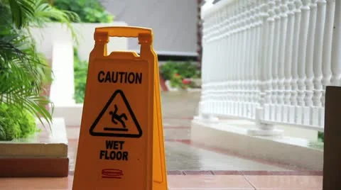 Caution Wet Floor sign Video stock 14901174