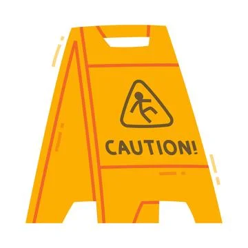 Caution Wet Floor Yellow Plastic Sign Vector Illustration Stock Illustration