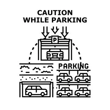 Caution while parking car at urban garage Ilustración de archivo