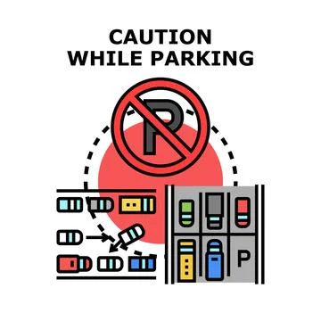 Caution while parking rules and parking zone Stock Illustration