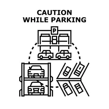 Caution while parking safety rules concept Stock Illustration