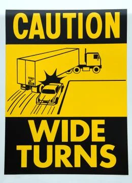 Caution Wide Turns Stock Photos