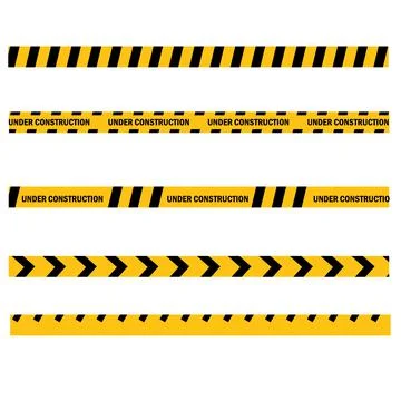 Caution yellow tape construct warning line on white background. Stock Illustration
