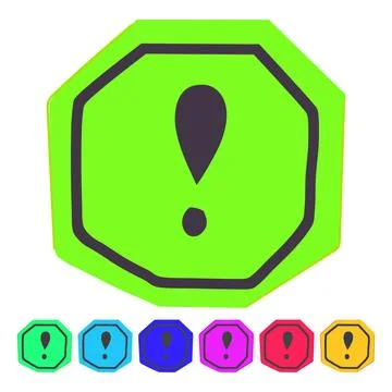 Caution yellow warning sign vector cartoon graphic Stock Illustration