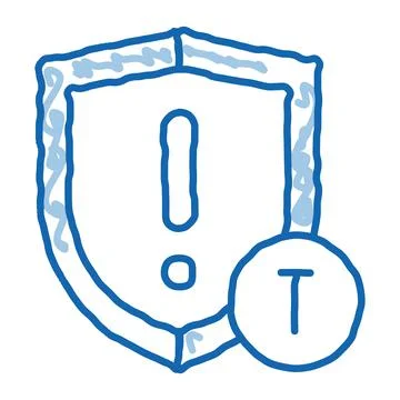 Cautionary Shield doodle icon hand drawn illustration Stock Illustration