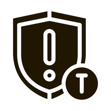 Cautionary Shield Icon Vector Glyph Illustration Stock Illustration