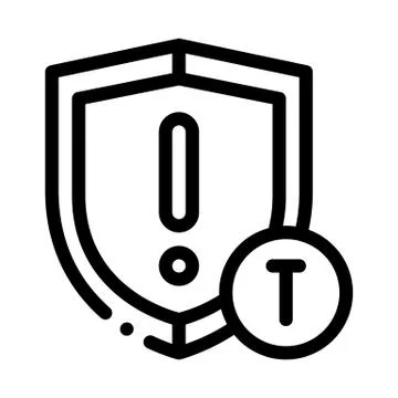 Cautionary Shield Icon Vector Outline Illustration Stock Illustration