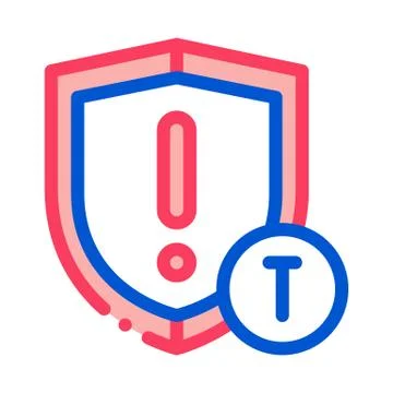 Cautionary Shield Icon Vector Outline Illustration Stock Illustration