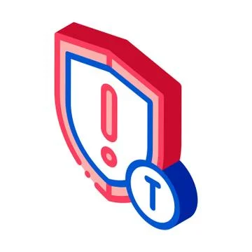 Cautionary Shield isometric icon vector illustration Stock Illustration