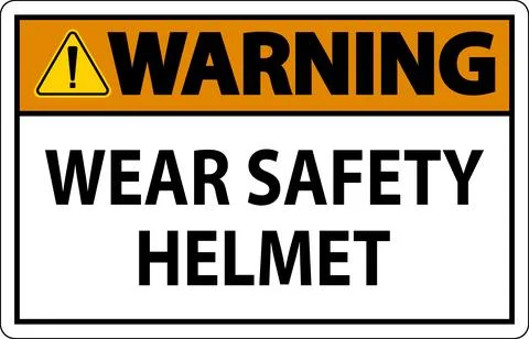 Cautionary Sign Featuring Warning About Necessity of Safety Helmet Use Stock Illustration