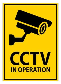 Cautionary Sign Indicating Surveillance Camera in Operation for Security Stock Illustration