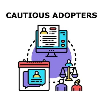 Cautious adopters evaluating information and legal aspects Stock Illustration
