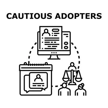 Cautious adopters evaluating information and legal aspects Stock Illustration