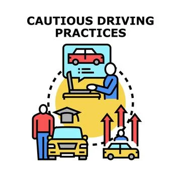 Cautious driving practices learning improving safety concept 스톡 일러스트