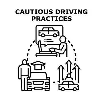 Cautious driving practices learning improving safety concept 스톡 일러스트