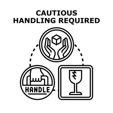 Cautious handling required for fragile cargo delivery Stock Illustration