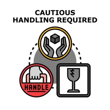 Cautious handling required for fragile cargo delivery Stock Illustration