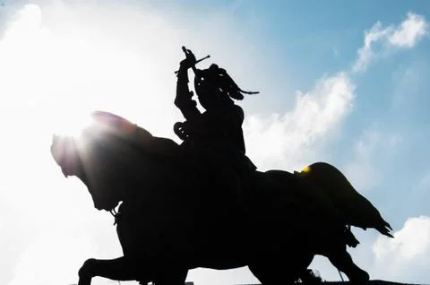 Caval ëd bronz in a beautiful perspective in a sunny day in turin, italy Stock Photos