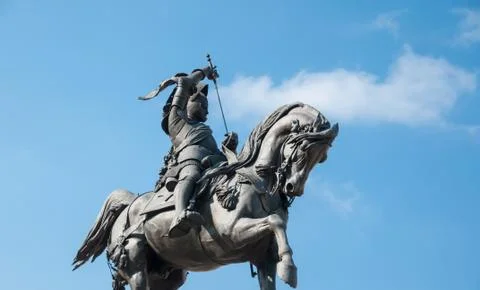 Caval ëd bronz in a beautiful perspective in a sunny day in turin, italy Stock Photos