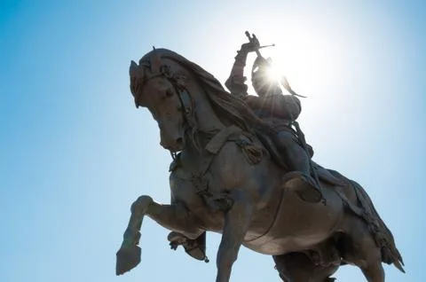 Caval ëd bronz in a beautiful perspective in a sunny day in turin, italy Stock Photos