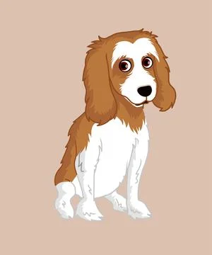 Cavalier King Charles Spaniel dog sitting Illustrazione stock