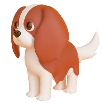 Cavalier King Charles Spaniel dog isolated on white background. 3d rendering Stock Illustration