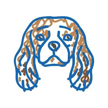 Cavalier king charles spaniel dog puppy pet icon doodle illustration Stock Illustration