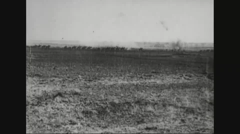 Cavalry moving on barren land Stock Footage 43318903