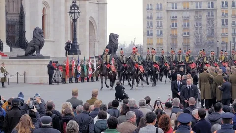 Cavalry rides in hussars parade Stock Footage 82512825