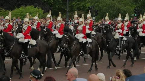 Cavalry at Trooping the Colour parade on June 19, 2014 in London, Great Britain Stock Footage 45854294