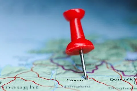 Cavan, Ireland pin on map Stock Photos