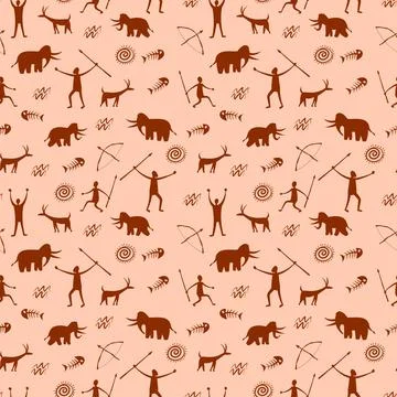 Cave art. Caveman hand pattern. Prehistoric hunter theme. African tribe prime Illustrazione stock