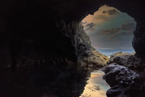 Cave in the Atlantic Ocean Stock Photos