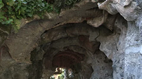 A cave in the botanical garden Stock Footage 56817727