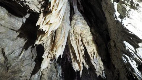 Cave ceiling limestone white drippings Stock Photos