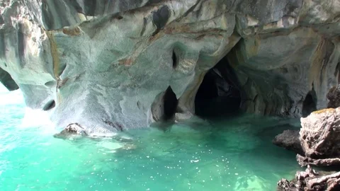 Cave cliff General Carrera in mountain in Patagonia Argentina Lago Buenos Aires. Stock Footage