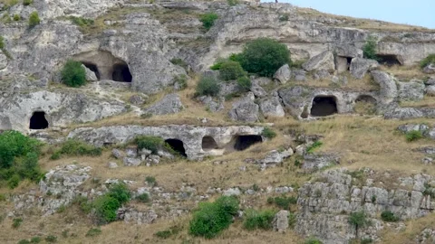Cave complex in Matera, Italy. Video stock 275432899