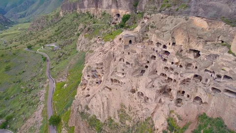 Cave complex of Vardzia aerial view 스톡 동영상 95249392