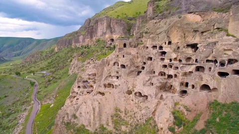 Cave complex of Vardzia drone view 스톡 동영상 95249387