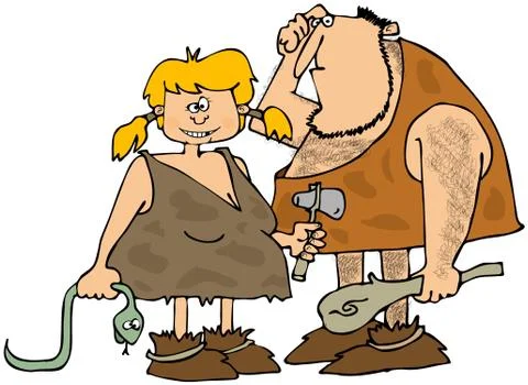 Cave couple Stock Illustration