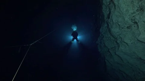 Cave diving in Budapest Stock Footage 85348576