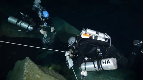 Cave diving in Budapest Stock Footage 85365294