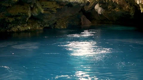 Cave diving cenote The Pit, Riviera Maya,  Mexico Stock Footage 90547269