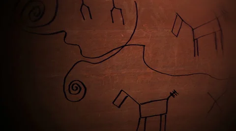 Cave drawings cave painting Stock Footage