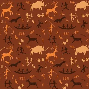 Cave Drawings Theme Stock Illustration
