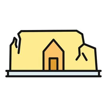 Cave dwelling rock house flat color icon Stock Illustration