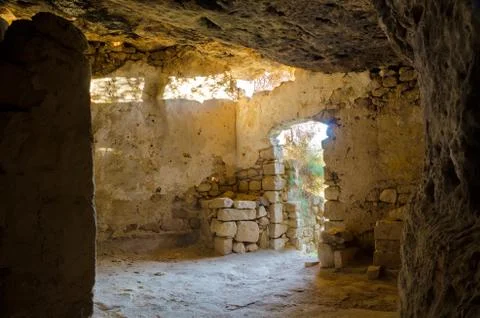 Cave Dwelling (Sasso) in Scicli, Sicily, Italy Stock Photos
